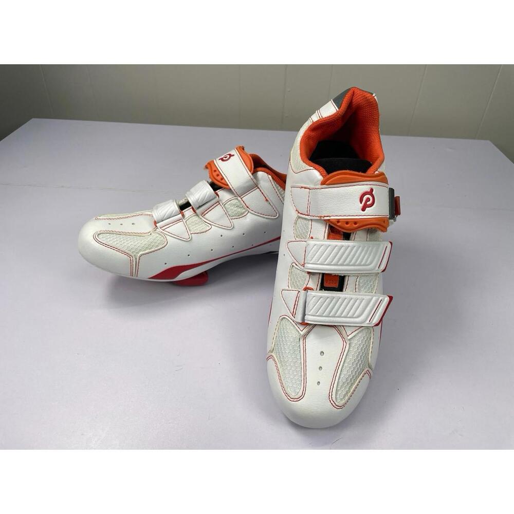 Peloton Cycling Shoes Size 44 White Orange w/ Delta Cleats Road Bike